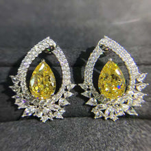 Load image into Gallery viewer, 4 Carat Pear Cut Floating Halo VVS Moissanite Stud Earrings