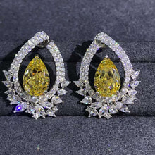 Load image into Gallery viewer, 4 Carat Pear Cut Floating Halo VVS Moissanite Stud Earrings