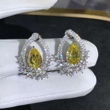Load image into Gallery viewer, 4 Carat Pear Cut Floating Halo VVS Moissanite Stud Earrings