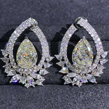 Load image into Gallery viewer, 4 Carat K-M Colorless Pear Cut Double Halo VVS Moissanite Stud Earrings