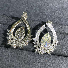 Load image into Gallery viewer, 4 Carat K-M Colorless Pear Cut Double Halo VVS Moissanite Stud Earrings
