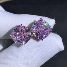 Load image into Gallery viewer, 4 Carat Pink Cushion Cut Solitaire VVS Moissanite Stud Earrings