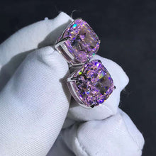 Load image into Gallery viewer, 4 Carat Pink Cushion Cut Solitaire VVS Moissanite Stud Earrings