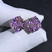 Load image into Gallery viewer, 4 Carat Pink Cushion Cut Solitaire VVS Moissanite Stud Earrings