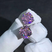 Load image into Gallery viewer, 4 Carat Pink Cushion Cut Solitaire VVS Moissanite Stud Earrings