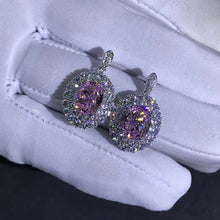 Load image into Gallery viewer, 3 Carat Pink Oval Cut Halo VVS Moissanite Drop Earrings