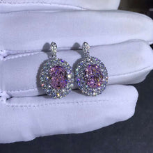 Load image into Gallery viewer, 3 Carat Pink Oval Cut Halo VVS Moissanite Drop Earrings