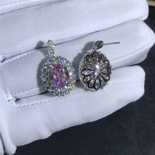 Load image into Gallery viewer, 3 Carat Pink Oval Cut Halo VVS Moissanite Drop Earrings