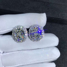 Load image into Gallery viewer, 15 Carat TW K-M Colorless Oval Cut Halo VVS Moissanite Omega Clip Back Stud Earring