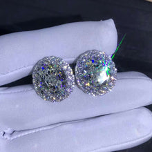Load image into Gallery viewer, 15 Carat TW K-M Colorless Oval Cut Halo VVS Moissanite Omega Clip Back Stud Earring