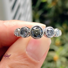 Load image into Gallery viewer, Round Cut Seven Stone Moissanite Ring Gray Color