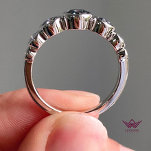 Load image into Gallery viewer, Round Cut Seven Stone Moissanite Ring Gray Color