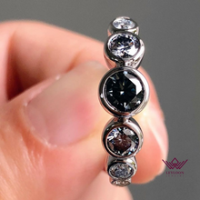 Load image into Gallery viewer, Round Cut Seven Stone Moissanite Ring Gray Color