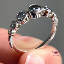 Load image into Gallery viewer, Round Cut Seven Stone Moissanite Ring Gray Color