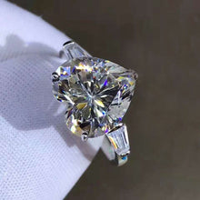 Load image into Gallery viewer, 5 Carat Heart Cut Moissanite Ring K-M Colorless Three Stone Basket Tapered