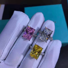 Load image into Gallery viewer, 6 Carat Radiant Cut Moissanite Ring 4 Claw Basket Bead-set VVS K-M Colorless