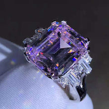 Load image into Gallery viewer, 8 Carat Pink Emerald Cut Double Prong 11 Stone Split Shank Moissanite Ring