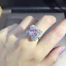 Load image into Gallery viewer, 5 Carat Pink Cushion Marquise Cut 9 Stone Flower Halo Bead-set Moissanite Ring
