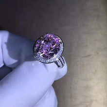 Load image into Gallery viewer, 8 Carat Pink Oval Cut Halo Bead-set Cathedral VVS Moissanite Rings