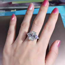 Load image into Gallery viewer, 8 Carat Elongated Cushion Cut Moissanite Ring K-M Colorless Three Stone Reverse Tapered