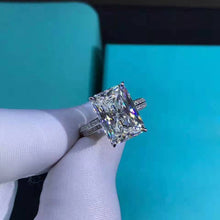 Load image into Gallery viewer, 6 Carat Radiant Cut Moissanite Ring 4 Claw Basket Bead-set VVS K-M Colorless