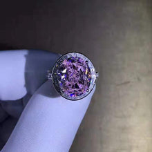 Load image into Gallery viewer, 8 Carat Pink Oval Cut Halo Bead-set Cathedral VVS Moissanite Rings