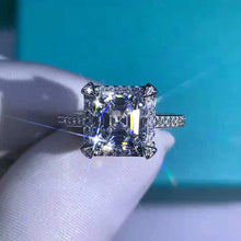 Load image into Gallery viewer, 2 Carat Asscher Cut Moissanite Ring 4 Claw Halo Bead-set Shank VVS K-M Colorless