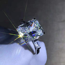 Load image into Gallery viewer, 5 Carat Radiant Cut Moissanite Ring G-H Color Three Stone Basket Tapered