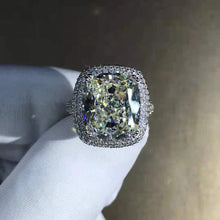 Load image into Gallery viewer, 10 Carat Cushion Moissanite Ring K-M Colorless Double Edge Halo Pave Wrap