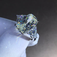 Load image into Gallery viewer, 8 Carat Elongated Cushion Cut Moissanite Ring K-M Colorless Three Stone Reverse Tapered