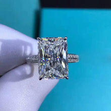 Load image into Gallery viewer, 6 Carat Radiant Cut Moissanite Ring 4 Claw Basket Bead-set VVS K-M Colorless