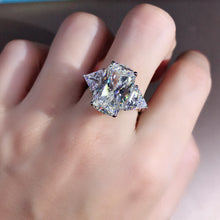 Load image into Gallery viewer, 8 Carat Elongated Cushion Cut Moissanite Ring K-M Colorless Three Stone Reverse Tapered