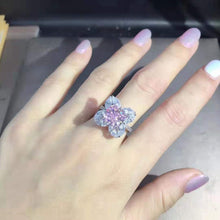 Load image into Gallery viewer, 5 Carat Pink Cushion Marquise Cut 9 Stone Flower Halo Bead-set Moissanite Ring