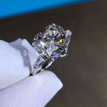 Load image into Gallery viewer, 5 Carat Heart Cut Moissanite Ring K-M Colorless Three Stone Basket Tapered
