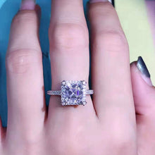Load image into Gallery viewer, 2 Carat Asscher Cut Moissanite Ring 4 Claw Halo Bead-set Shank VVS K-M Colorless