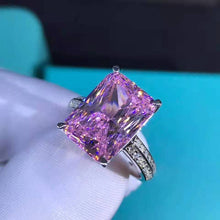 Load image into Gallery viewer, 6 Carat Pink Radiant Cut 4 Prong Claw Bead-set Moissanite Ring