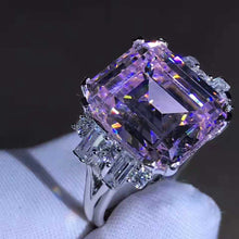 Load image into Gallery viewer, 8 Carat Pink Emerald Cut Double Prong 11 Stone Split Shank Moissanite Ring