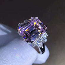 Load image into Gallery viewer, 8 Carat Pink Emerald Cut Double Prong 11 Stone Split Shank Moissanite Ring