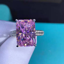 Load image into Gallery viewer, 6 Carat Radiant Cut Moissanite Ring 4 Claw Basket Bead-set VVS K-M Colorless