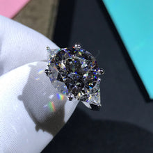 Load image into Gallery viewer, 6 Carat Round Cut Moissanite Ring Three Stone Knife Edge Shank K-M Colorless