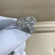 Load image into Gallery viewer, 3 Carat Pear Cut Moissanite Ring K-M Colorless Two Stone Halo Bead-set