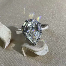 Load image into Gallery viewer, 4 Carat Pear Cut Moissanite Ring K-M Color Halo Cathedral Pinched Shank