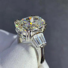 Load image into Gallery viewer, BIG 6 Carat Oval Cut Moissanite Ring Double Prong Basket Three Stone VVS K-M Colorless