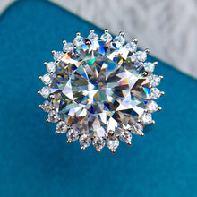 Load image into Gallery viewer, 13 Carat Round Cut Moissanite Ring Flower burst Certified VVS D Color