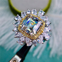 Load image into Gallery viewer, 5.5 Carat Asscher Cut Moissanite Ring Square Double Halo Star Burst Certified VVS D Color