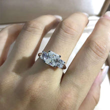 Load image into Gallery viewer, 2 Carat Radiant Cut Moissanite Ring Three Stone Plain Shank VVS K-M Colorless