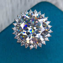 Load image into Gallery viewer, 13 Carat Round Cut Moissanite Ring Flower burst Certified VVS D Color