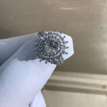 Load image into Gallery viewer, 1 Carat Pear Cut Moissanite Ring Bead-set Band Double Halo Starburst Bead-set