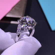 Load image into Gallery viewer, 6 Carat Round Cut Moissanite Ring Three Stone Knife Edge Shank K-M Colorless