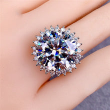 Load image into Gallery viewer, 13 Carat Round Cut Moissanite Ring Flower burst Certified VVS D Color